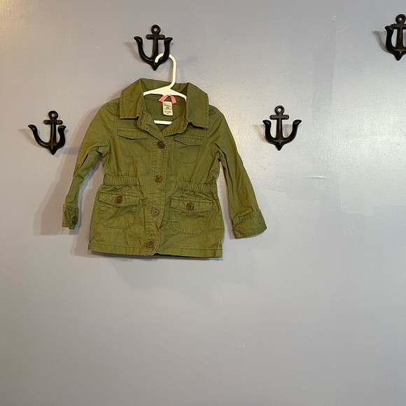 Carter’s Girls Utility Jacket Size 2T Army Green with Pockets and Elastic Waist - Picture 1 of 5